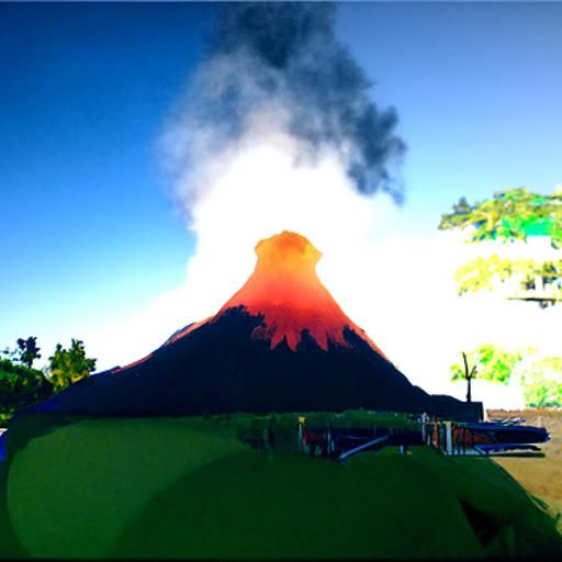Realistic Active Volcano at Early Morning