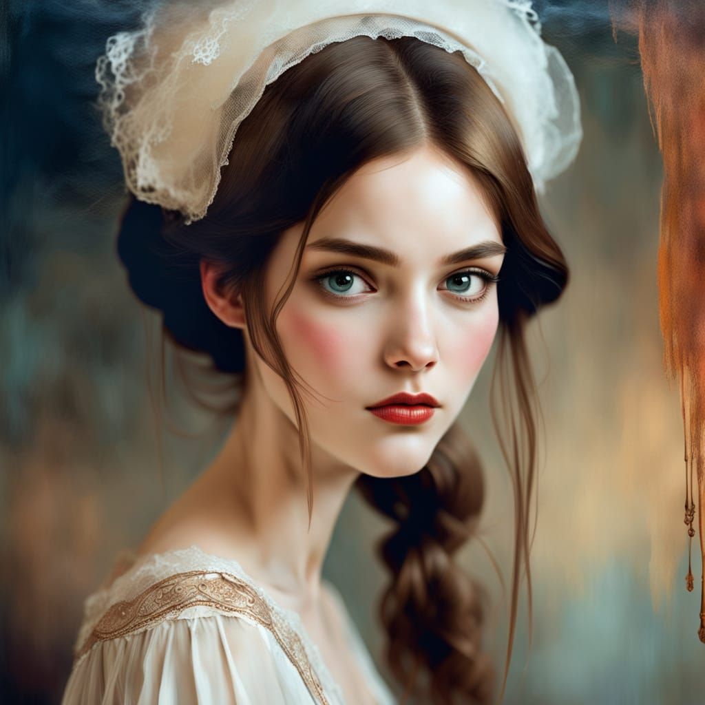 Distorted Wild West Waitress Portrait