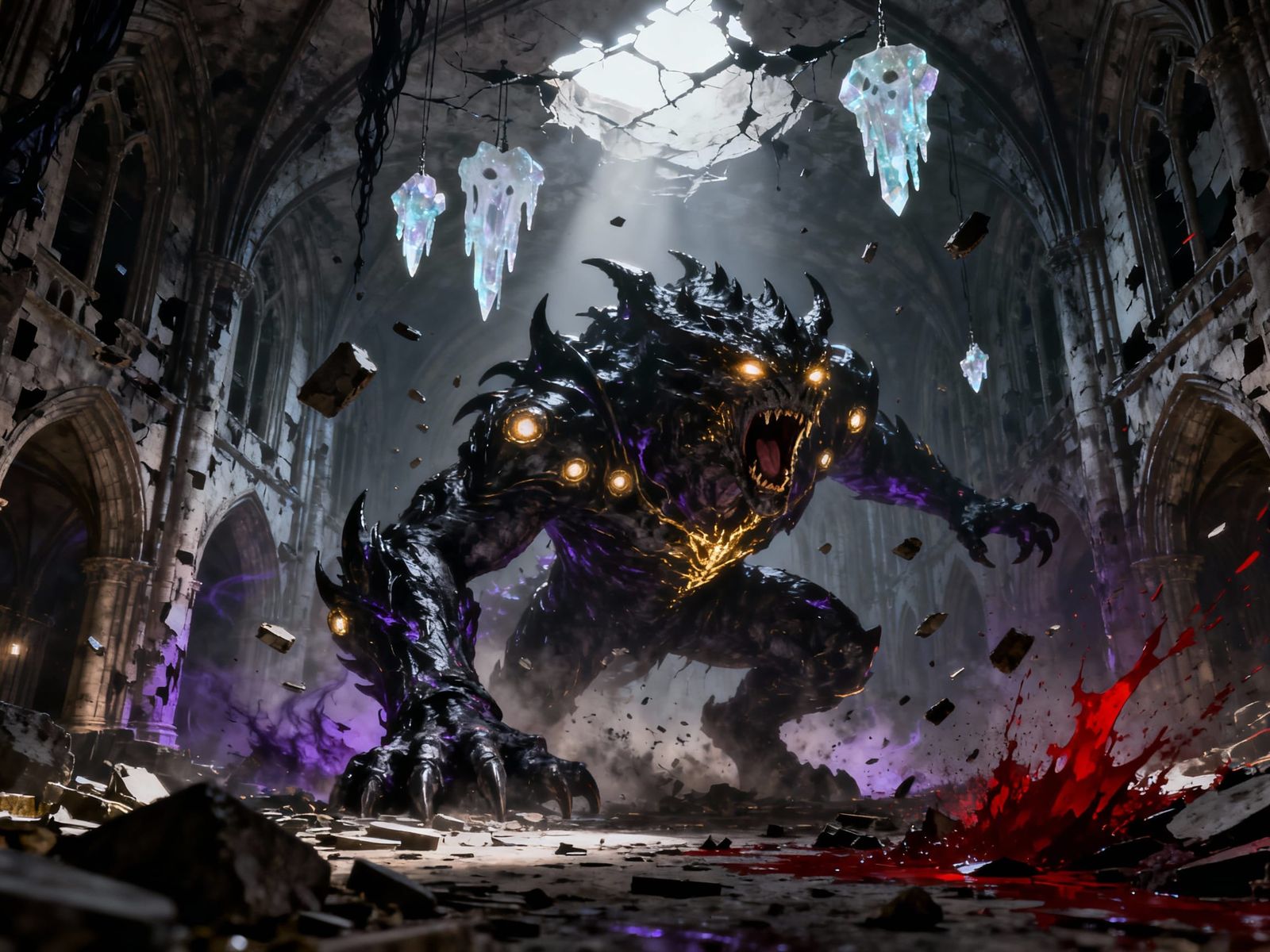 Shadow Monarch in Ruined Cathedral