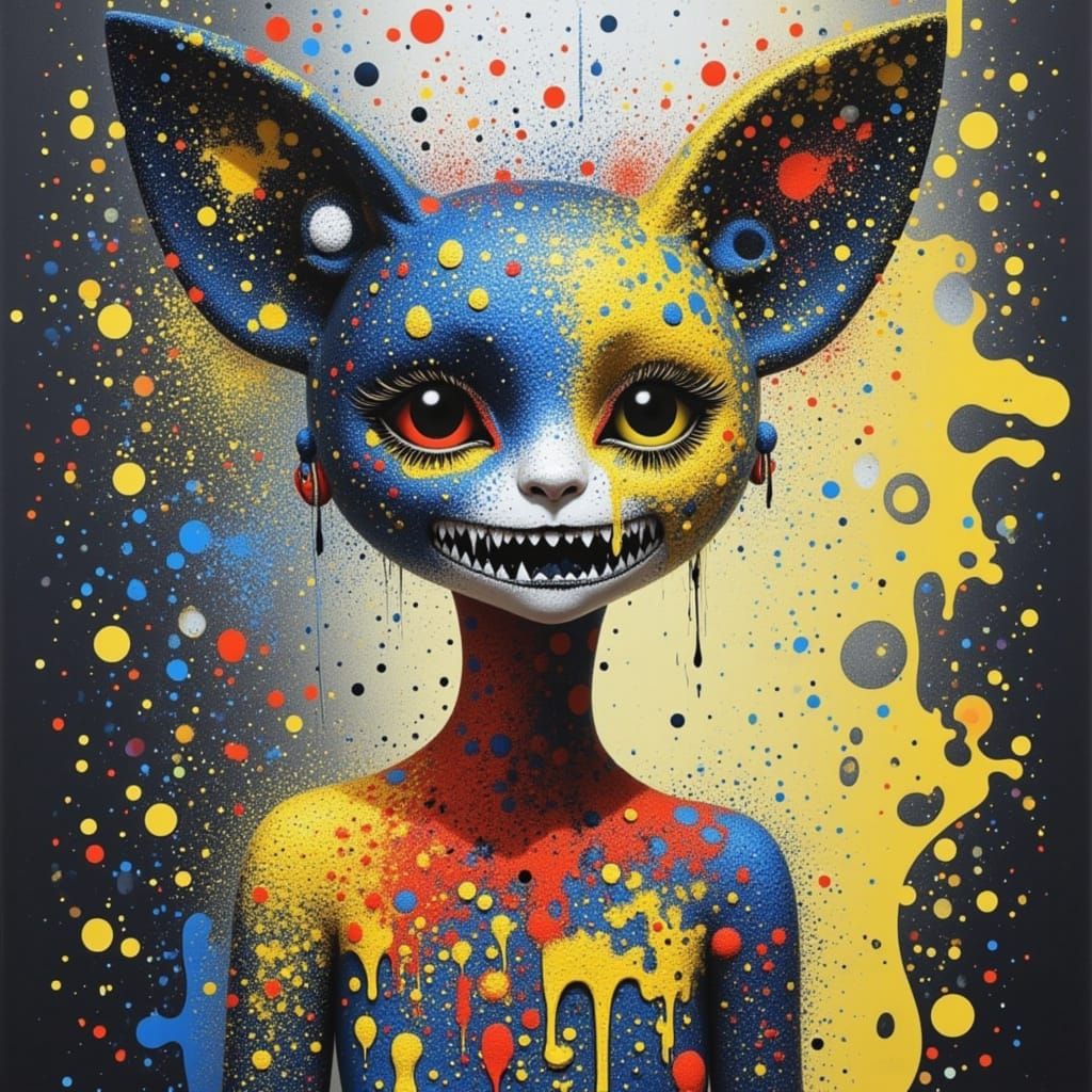 Abstract Image with Soft Powder and Screaming Dots