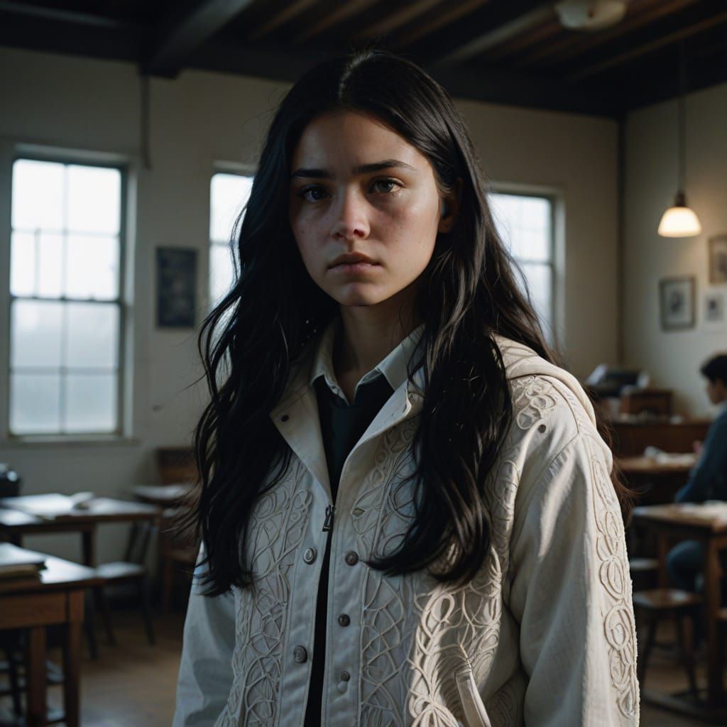 Sorrowful Superhero Girl in Straitjacket