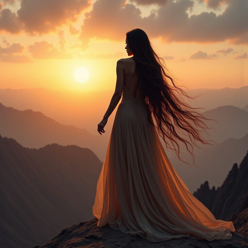 Ethereal Mountain Goddess in Hyper Realistic Style