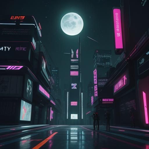 Neon Starlight Intersection in Cyberpunk Futurism