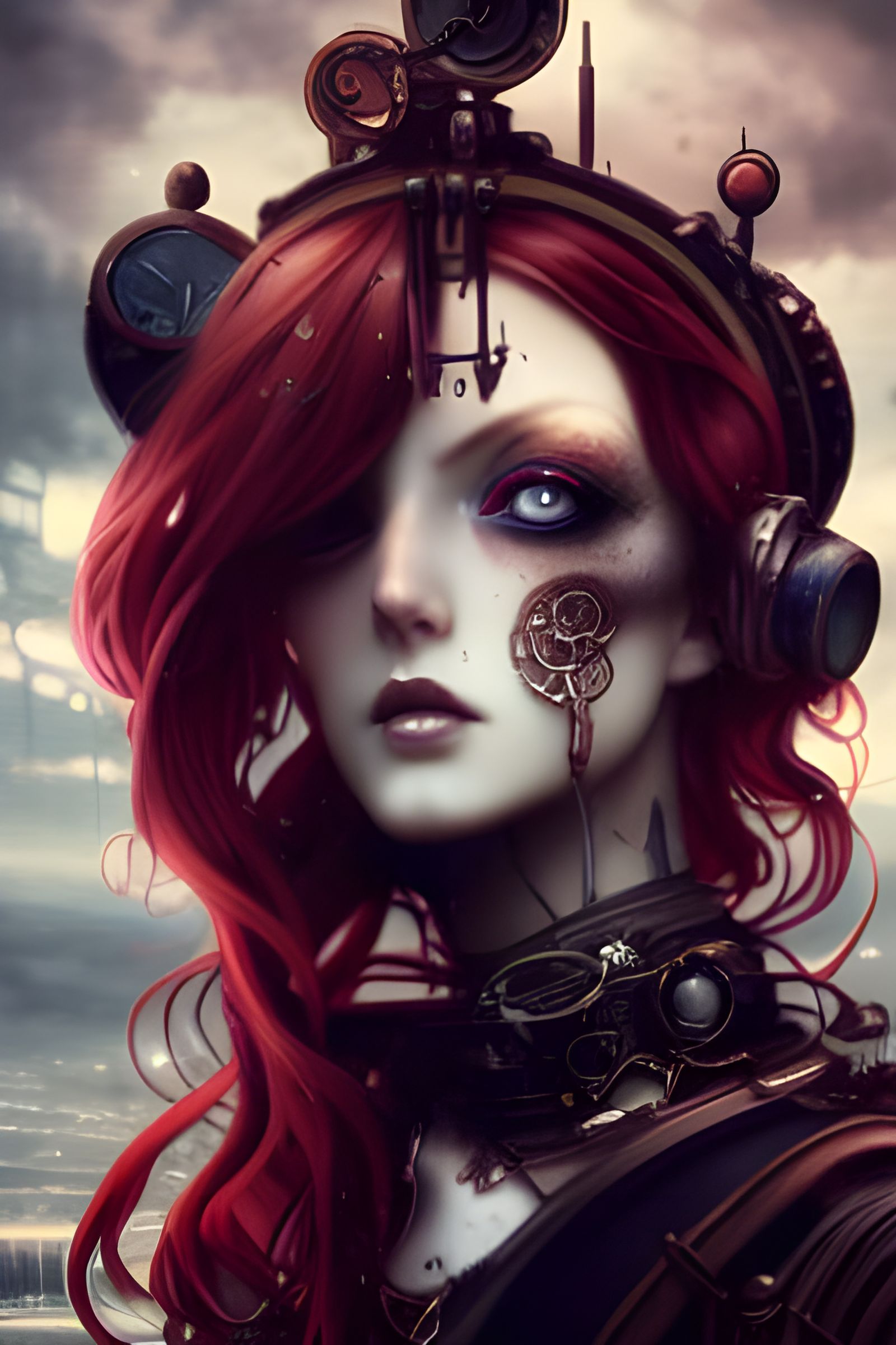 Gothic Steampunk Goddess in Hyper-Detailed Digital Art