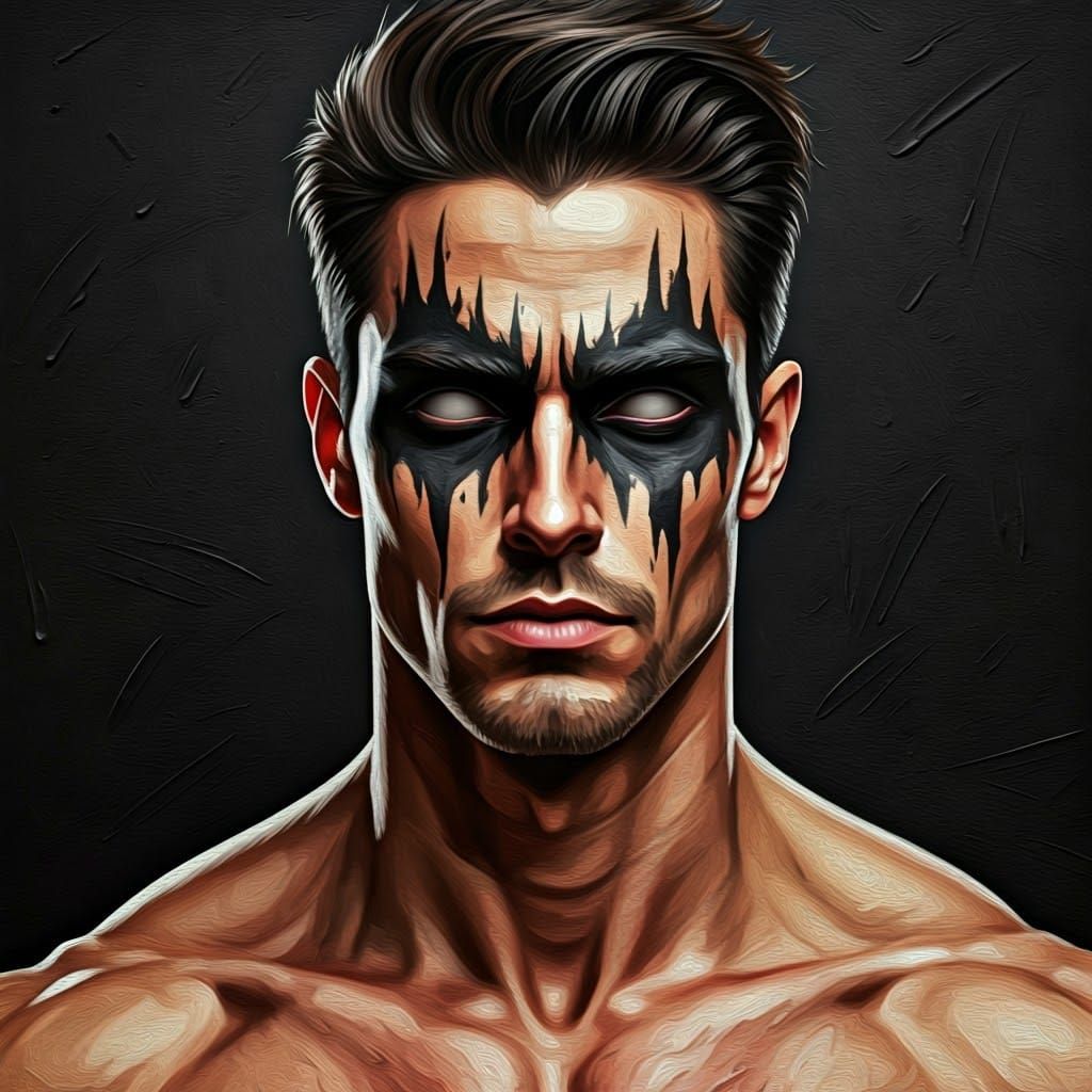 Gothic Scumbling Portrait of a Man in Bronze and Black