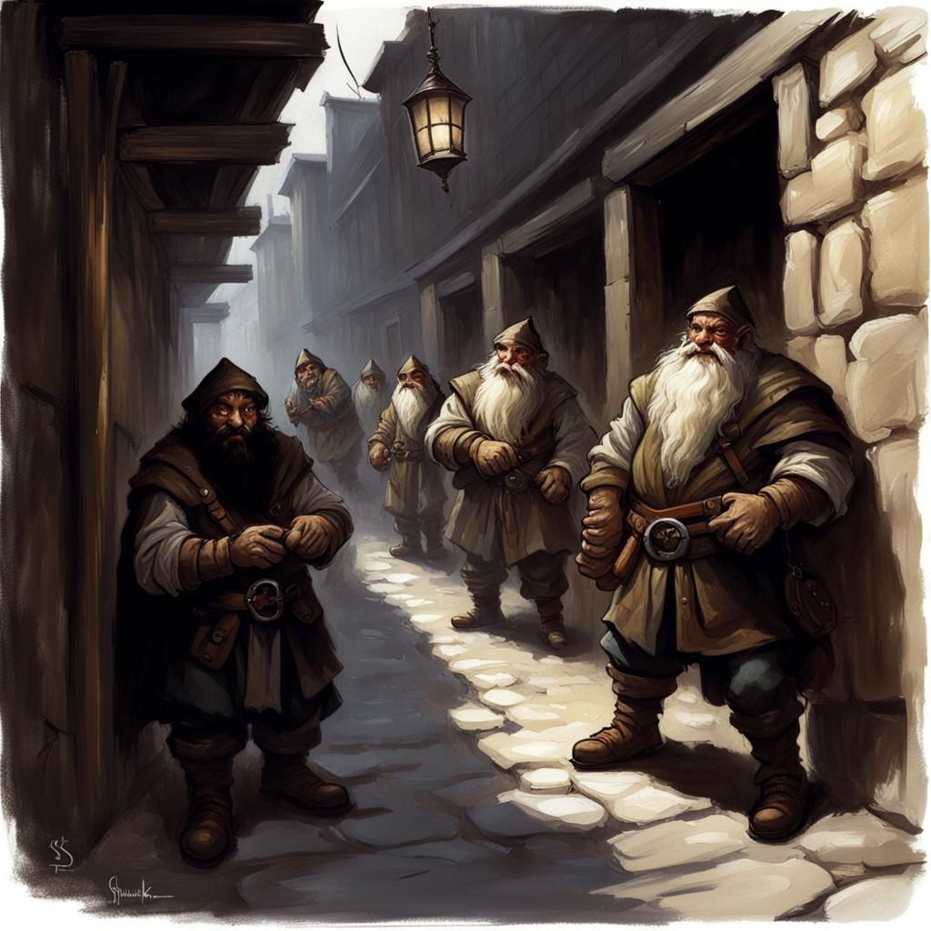 Dwarf in Dark Alley: Medieval Concept Art