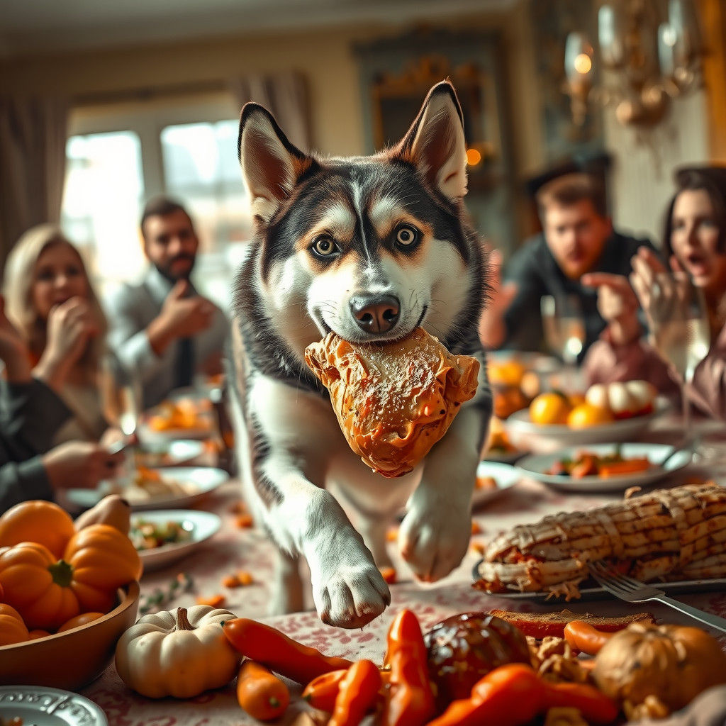 Husky Thief Steals Chicken in Hilarious Thanksgiving Heist