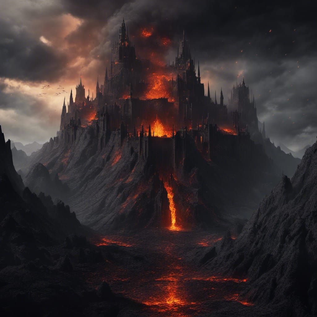 Intimidating Dark Fortress of Fire and Shadow