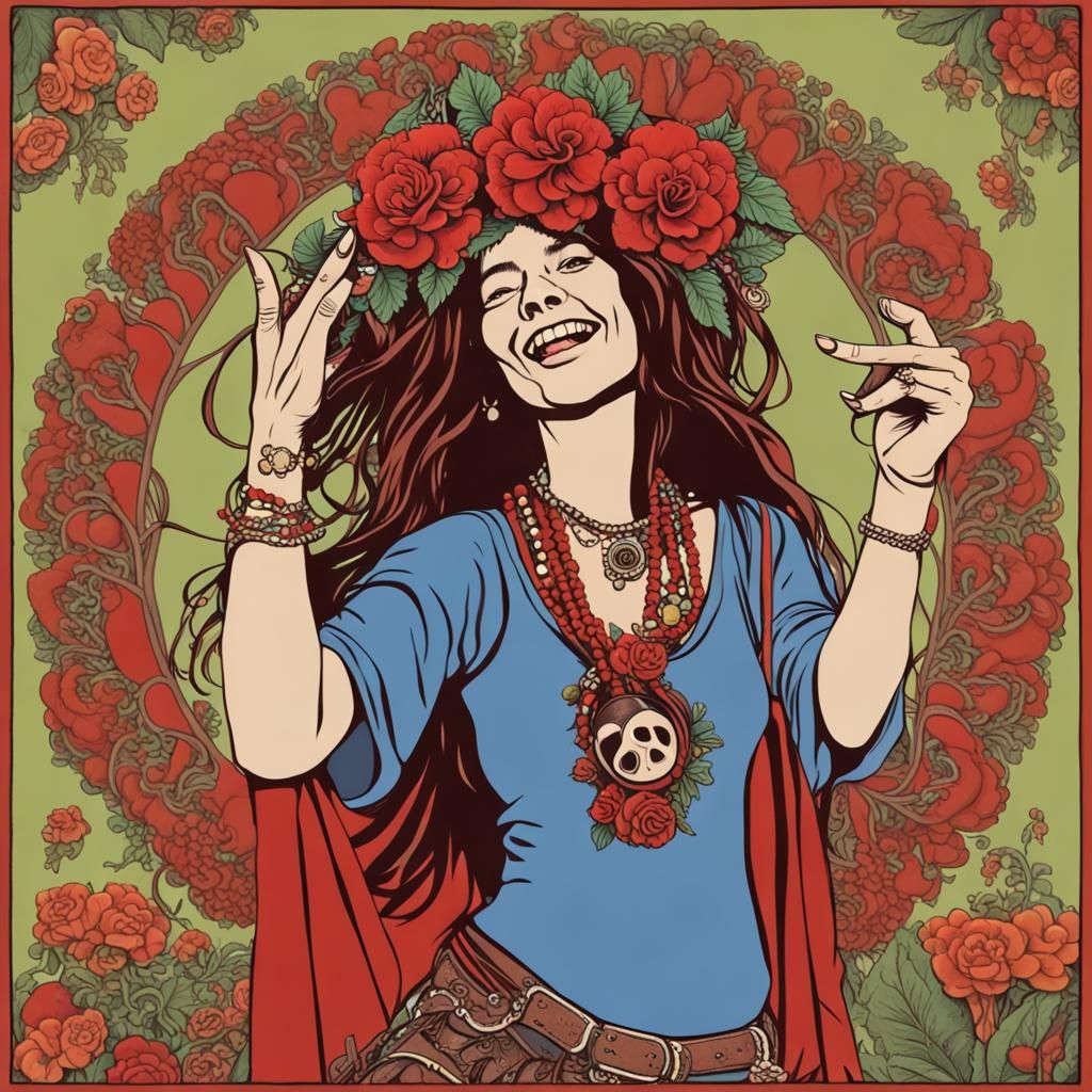 Hippy Woman Dancing at Grateful Dead Concert