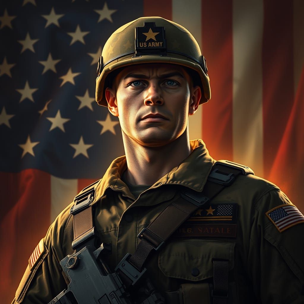 US Army Soldier in Patriotic Realism Style