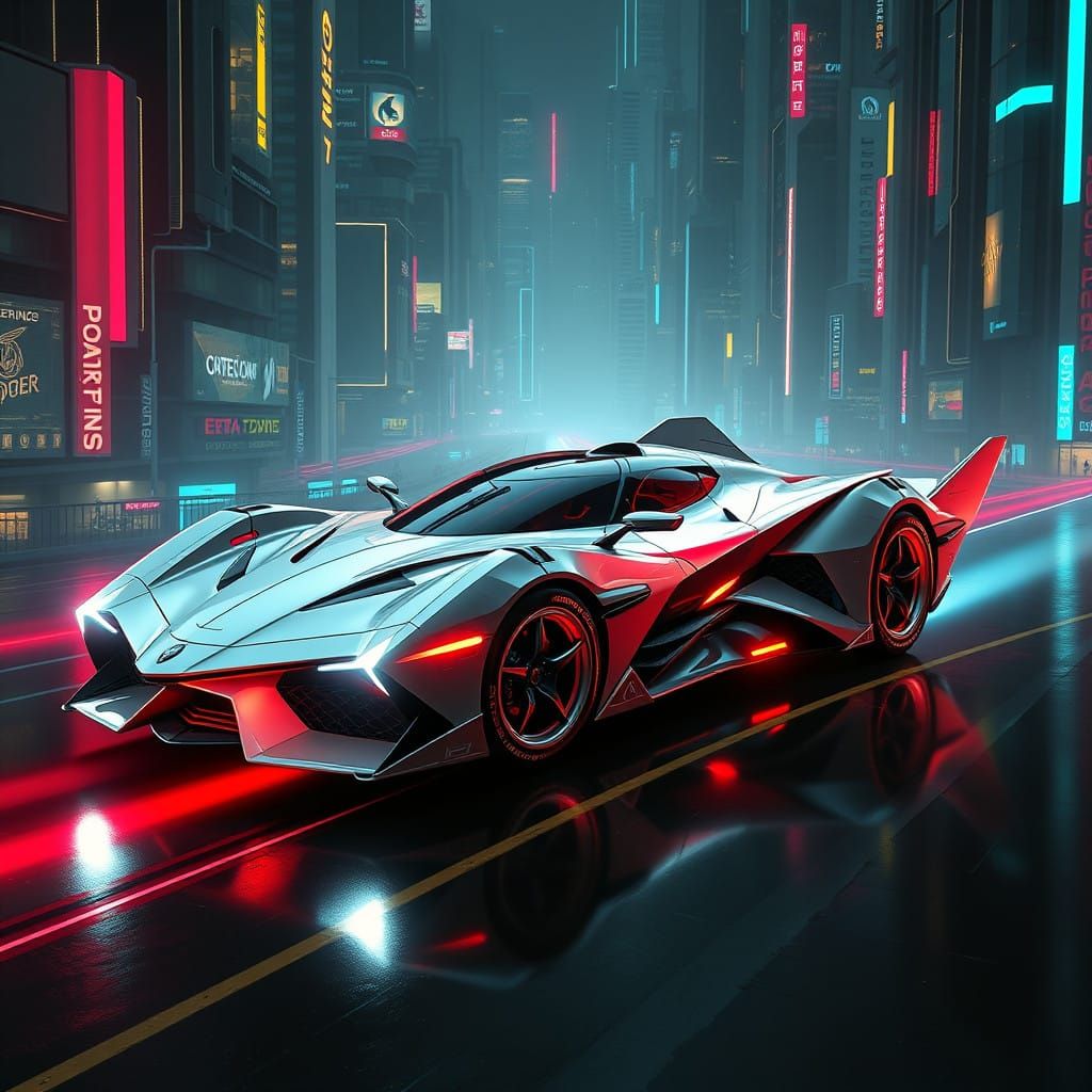 Futuristic Spacecraft Hybrid in Cyberpunk Style