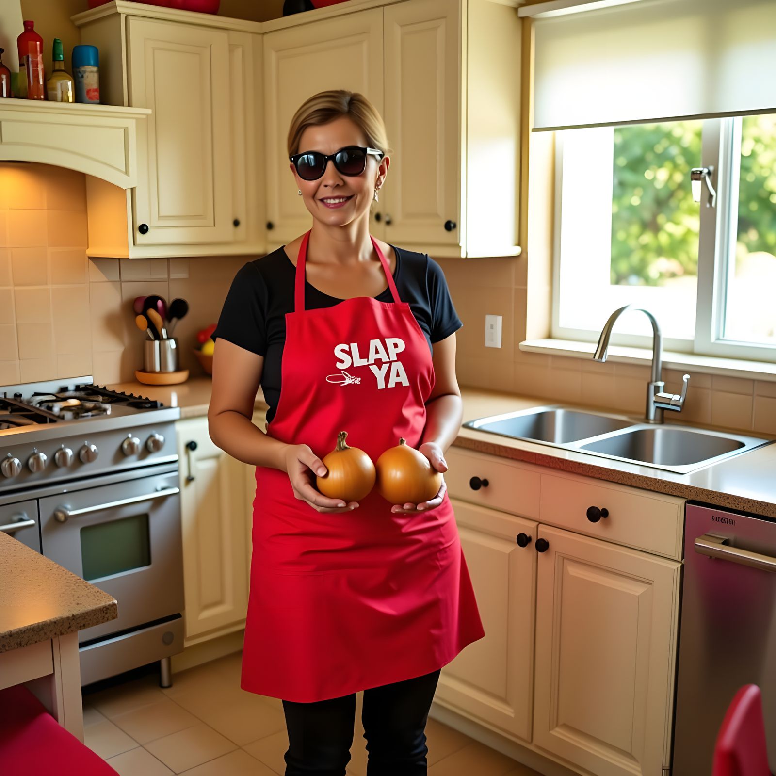 Sensual Kitchen Moment with Middle-Aged Woman
