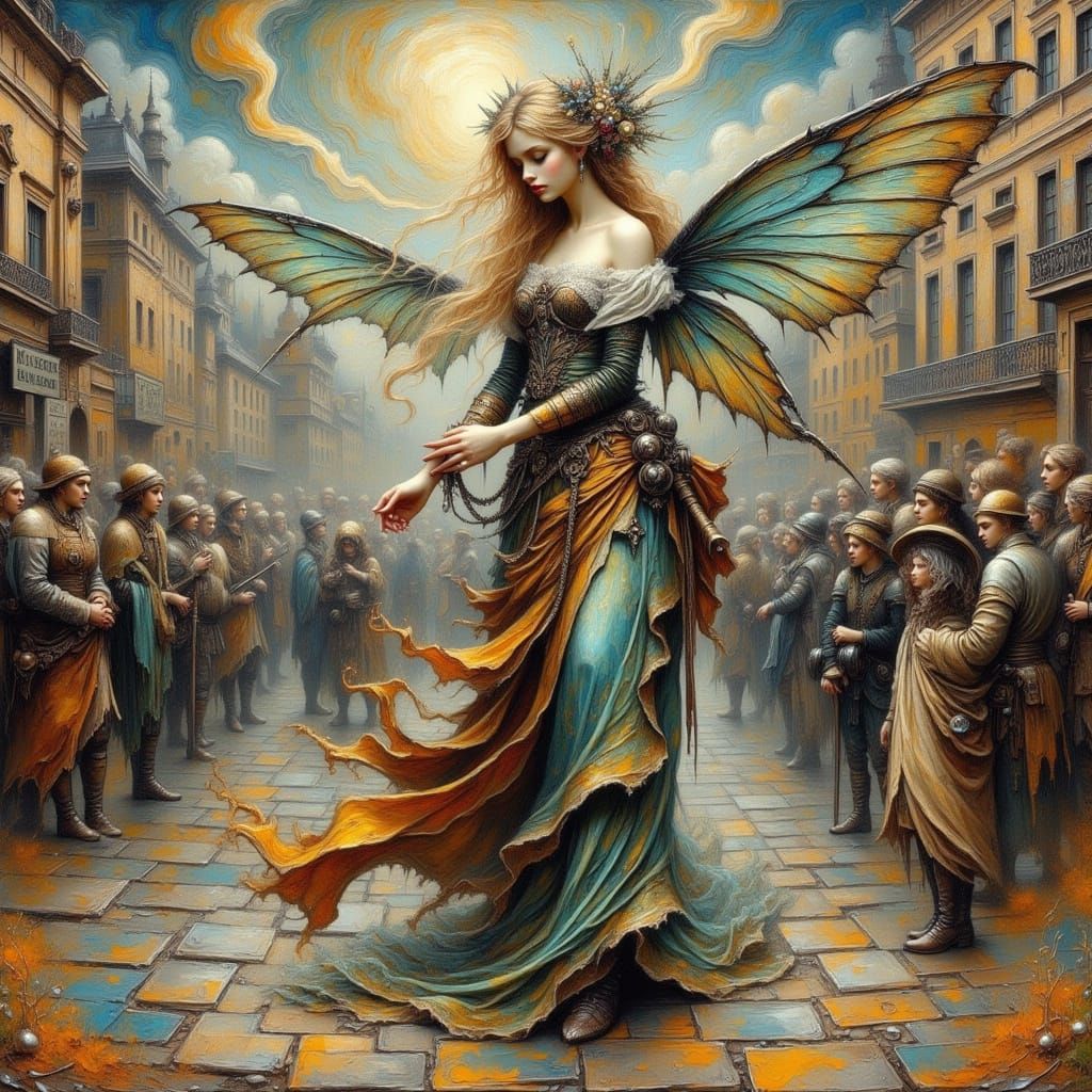 Grunge Street Fairies in Oil and Grunge Style