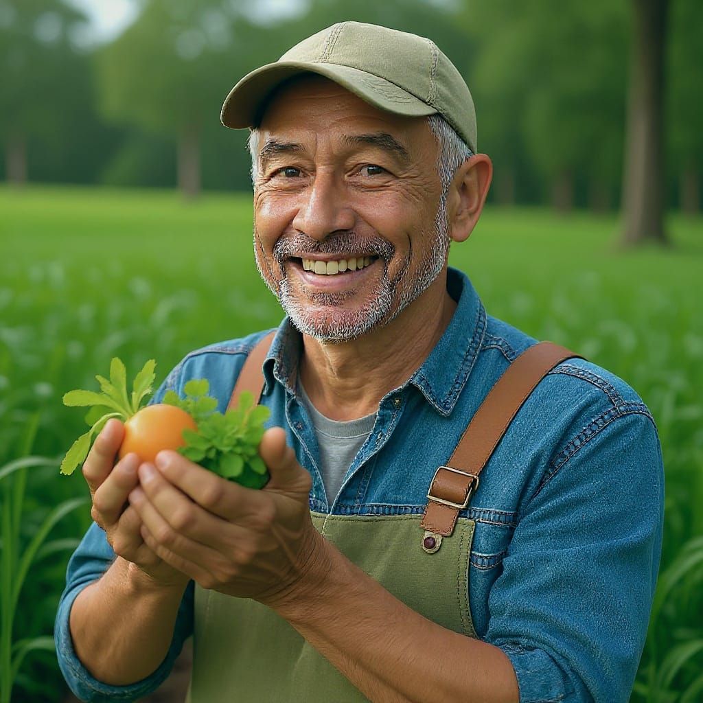 Man Working in Garden: Professional Color Portrait