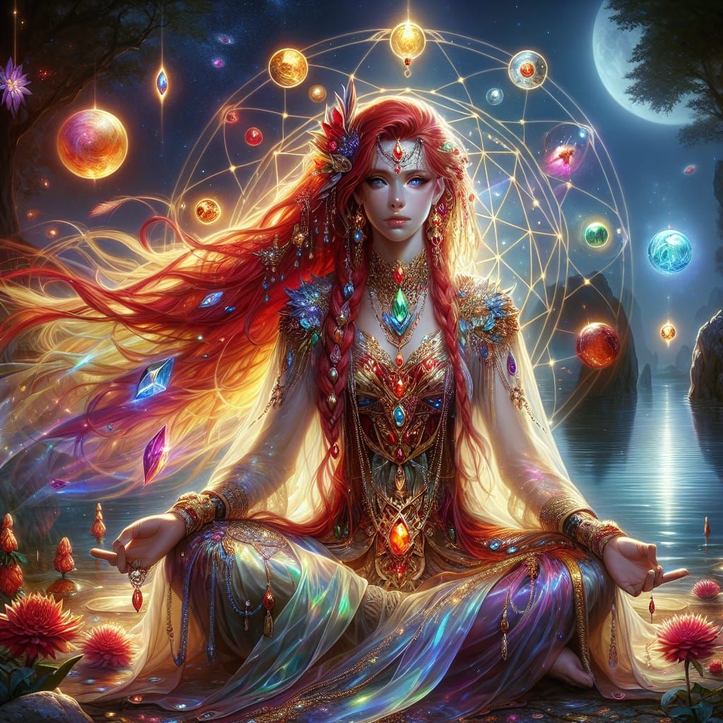 Ethereal Fantasy Scene with Mystical Figures