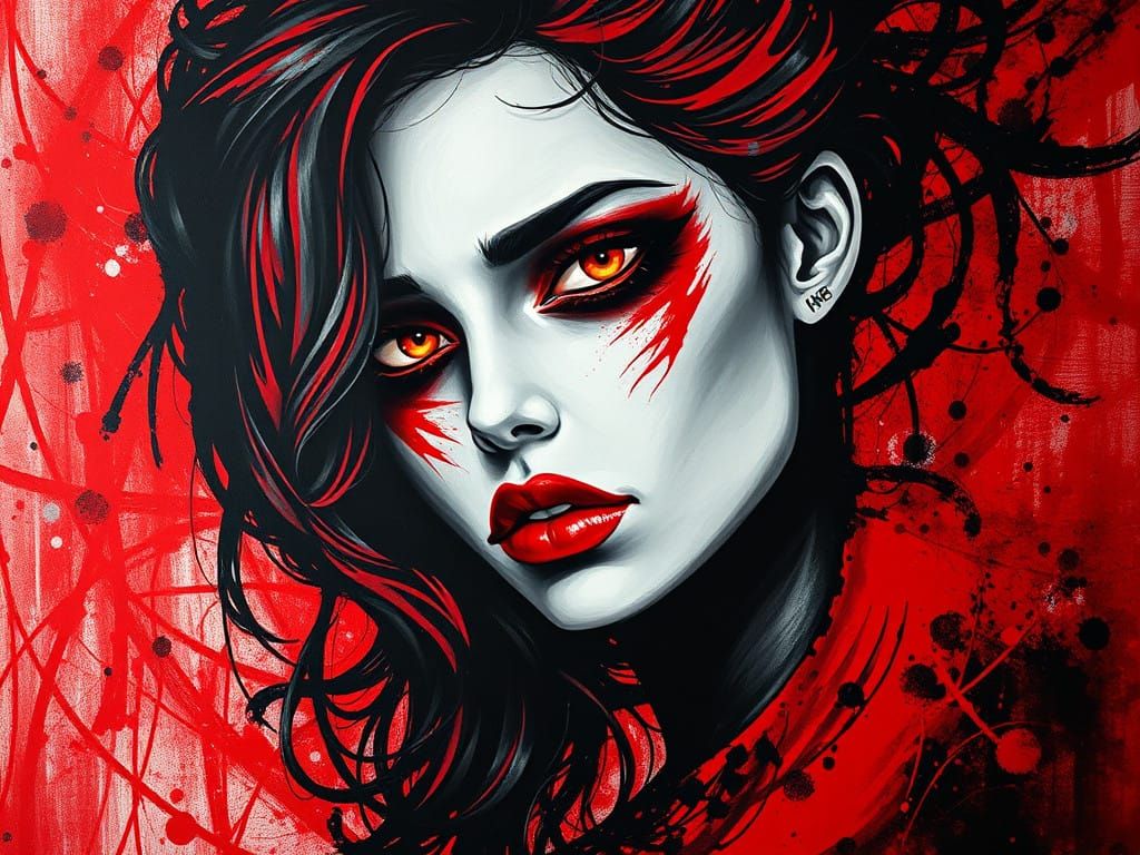 Darkly Beautiful Portrait in Abstract Art Style