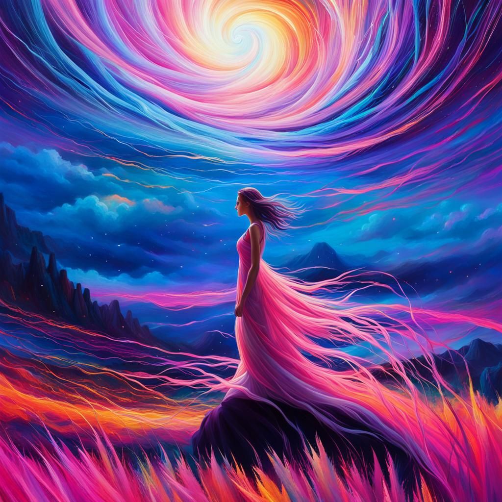 Ethereal Fairy Emerging from Cloud in Expressionist Style