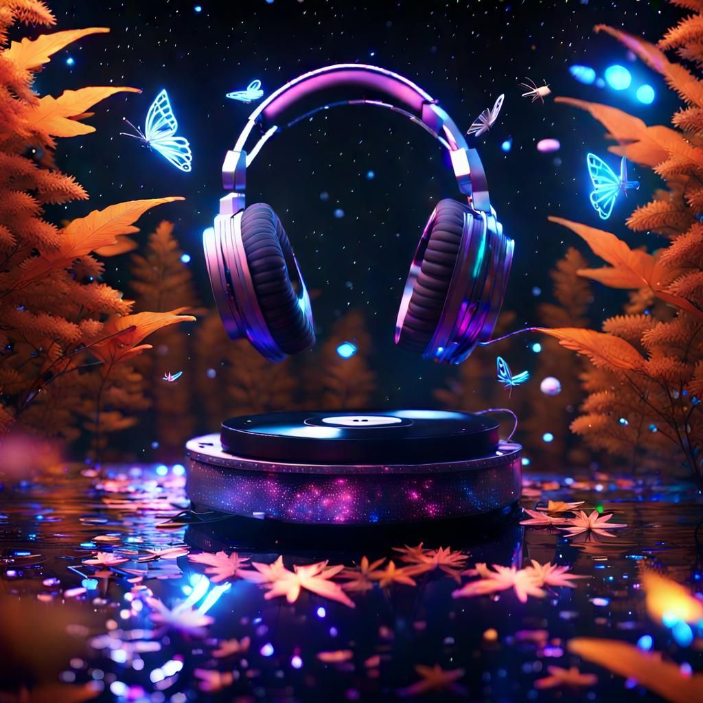 Galactic DJ Club with Neon Lights