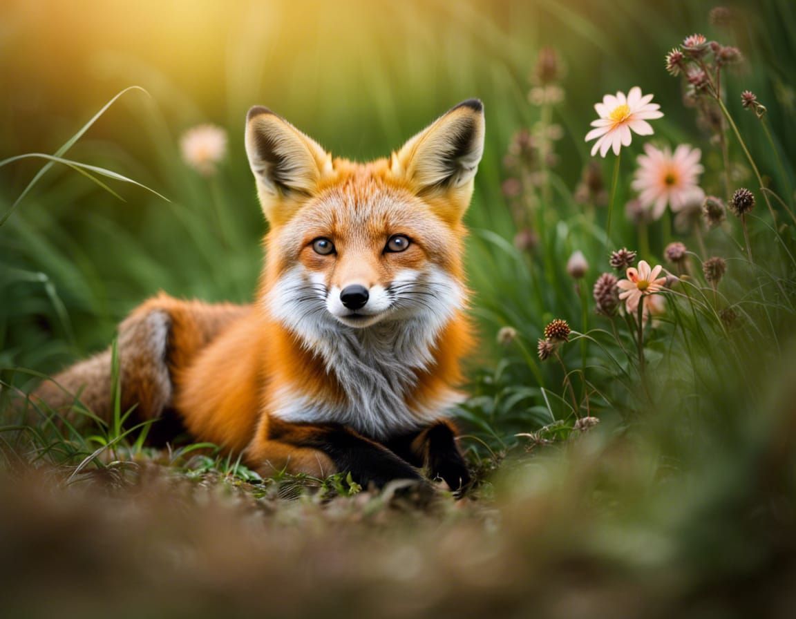 Fox Resting Peacefully in Natural Habitat