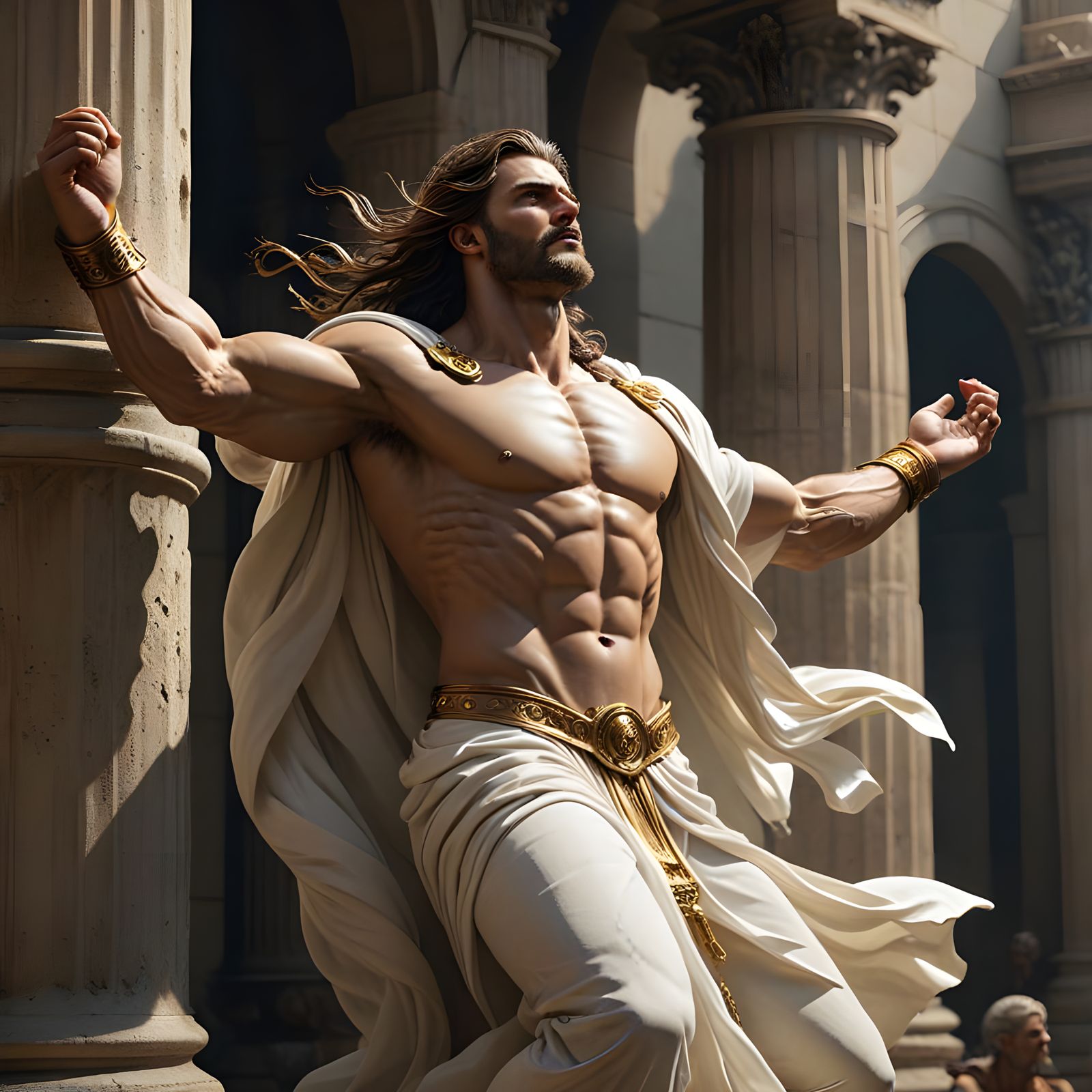 Mighty Biblical Hero Defies Pillars in Power