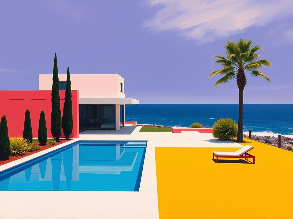 Modern Minimalist House Near Ocean in Rothko Style