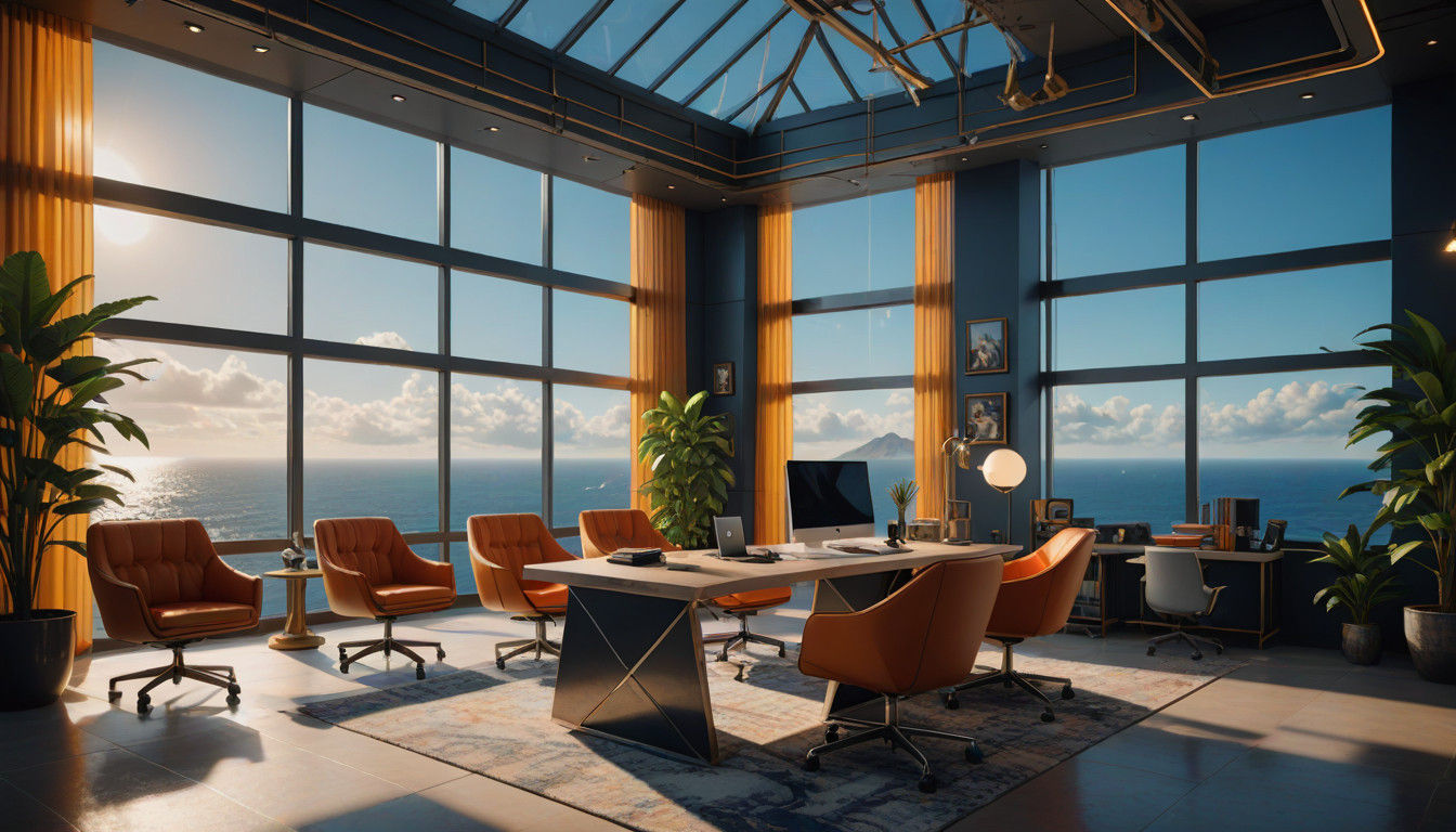 Sleek Contemporary Office with Ocean View