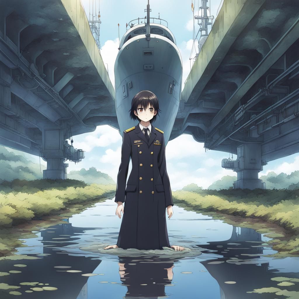 Submarine Emerges from Puddle: Anime Style