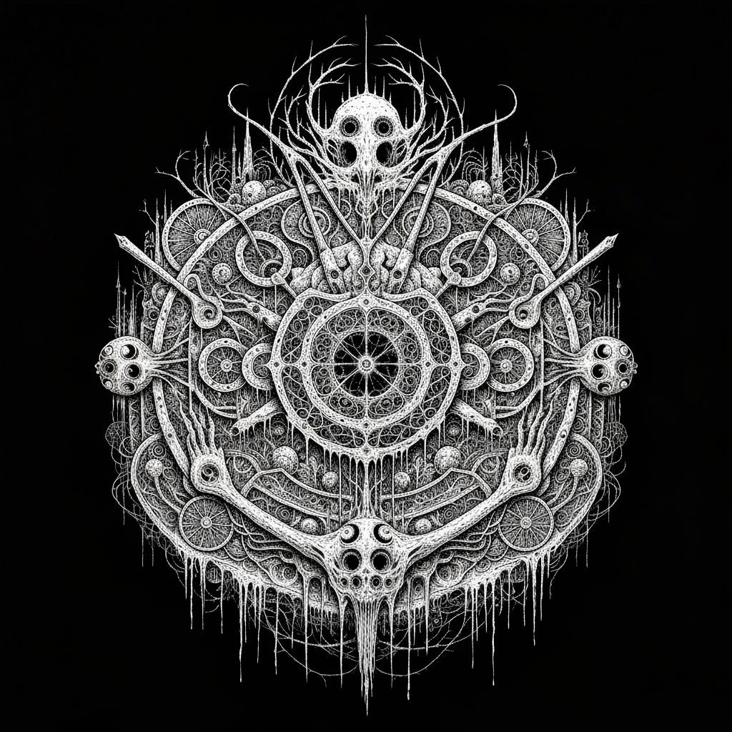 Dark Fantasy Sci-Fi Scene with Twisted, Harrowing Details