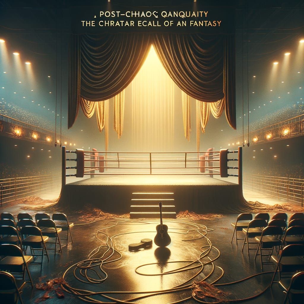 Empty Boxing Ring at Golden Hour with Guitar