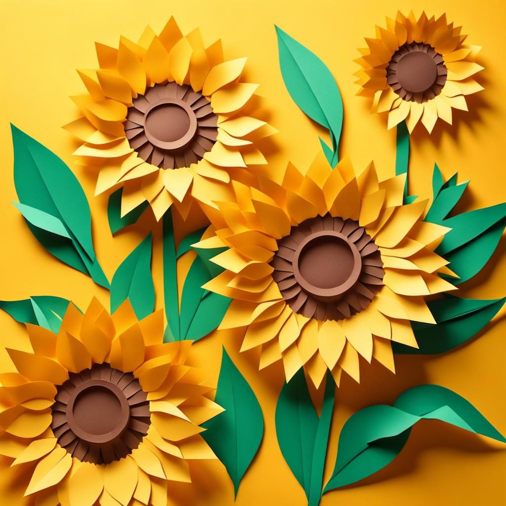Captivating Papercut Sunflowers in Origami Style
