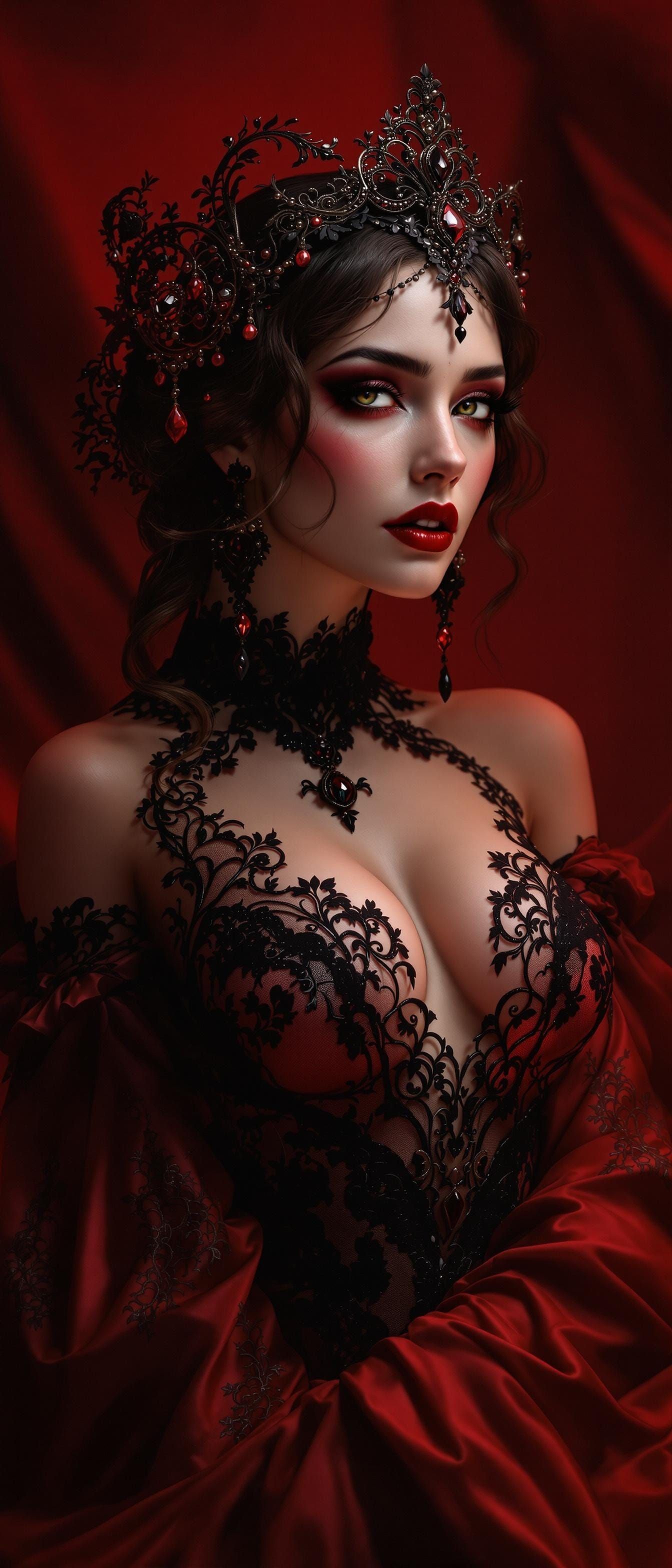 Vampire Woman Portrait in Dramatic Lighting