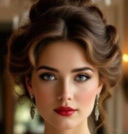 1800s Woman in Formal Dinner Gown, Realistic Oil Painting St...