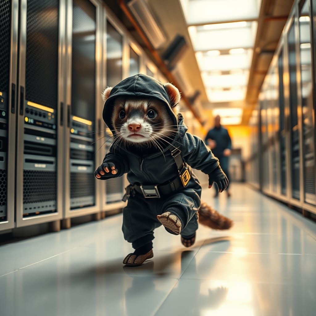 Stealthy Ferret Spy in High-Tech Laboratory