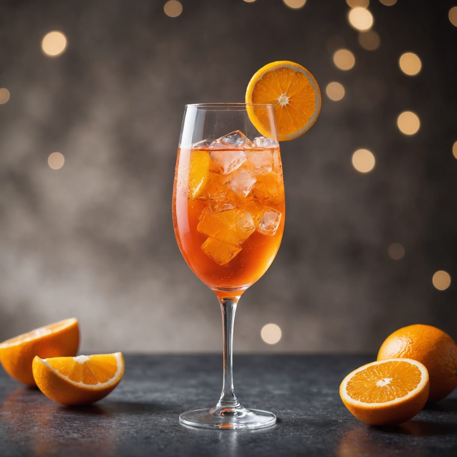 Vibrant Aperol Spritz with Orange Slice, Professional Photog...
