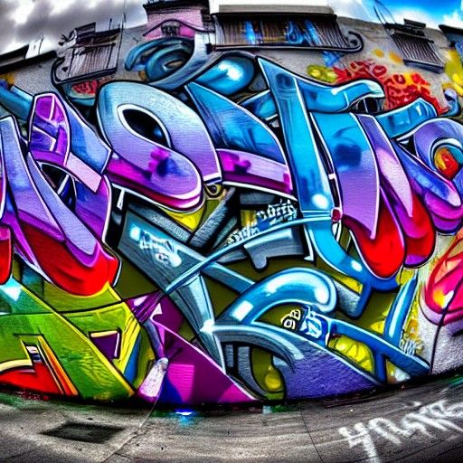 Hyperdetailed Graffiti Mural in Photorealistic Style