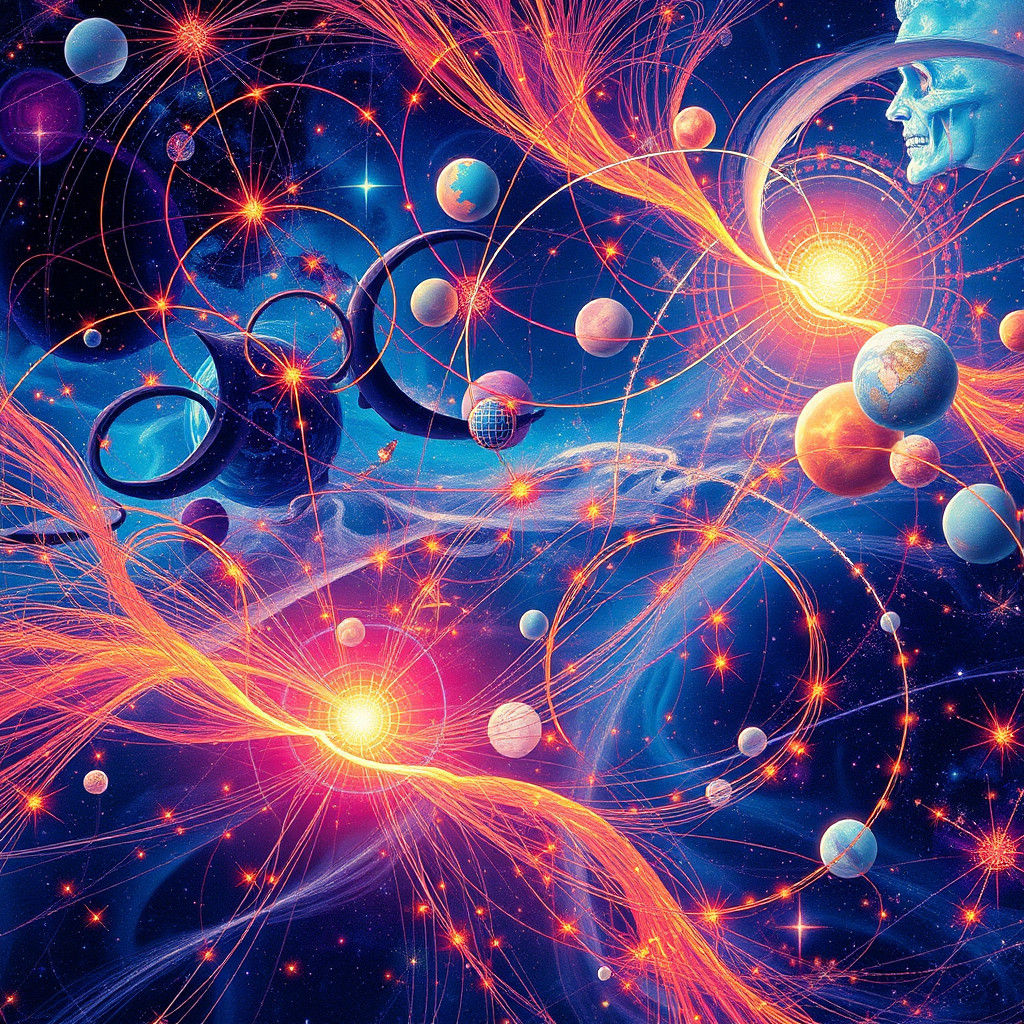 Cosmic Multiverse Timeline in Futuristic Style