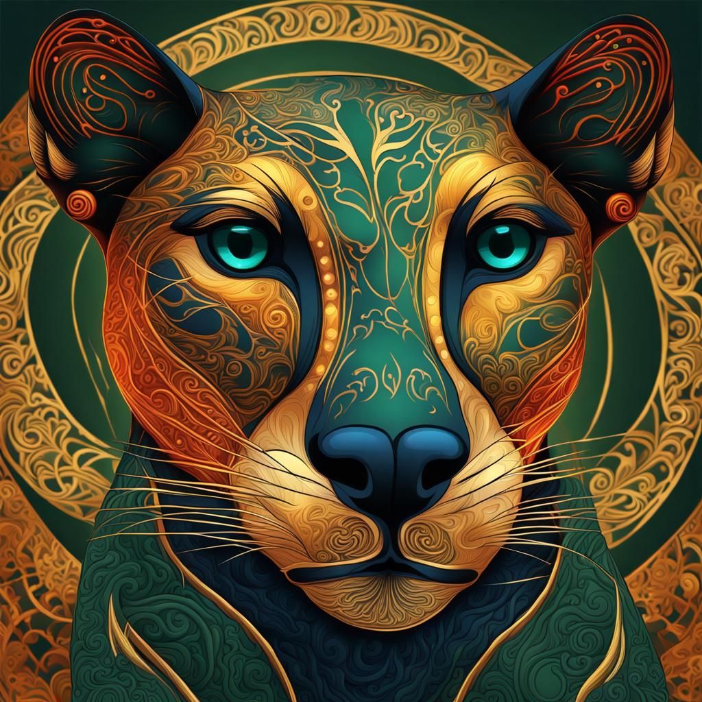 Fossa with Golden Halo in Orthodox Icon Style