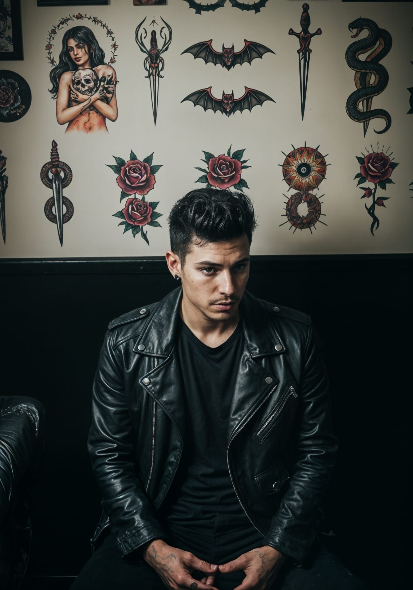 Bright Tattoo Designs on a Parlor Wall