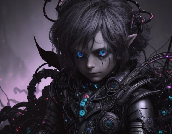 Cyber Elf Tangled in Parts, Abstract Expressionism Art