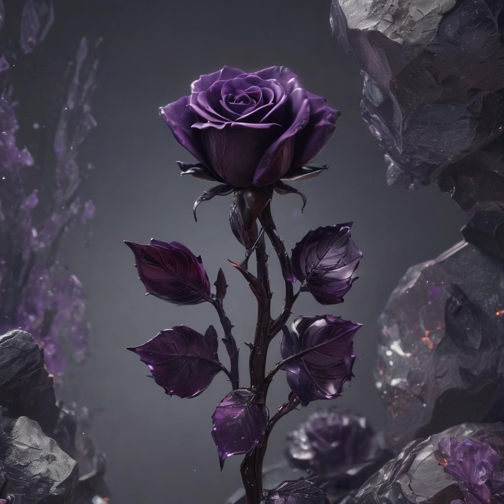 Obsidian and Amethyst Rose: Detailed Matte Painting