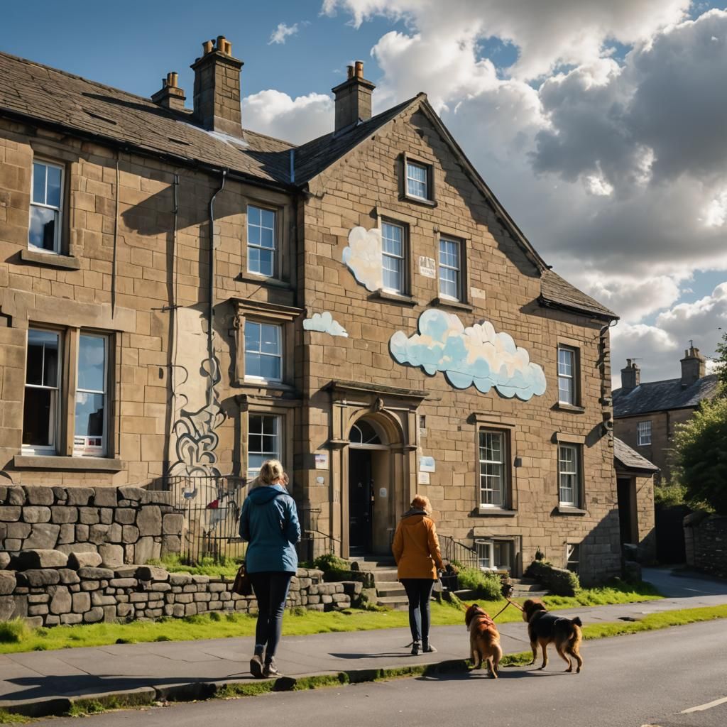 Street Art: Yorkshire Dales House With Dog