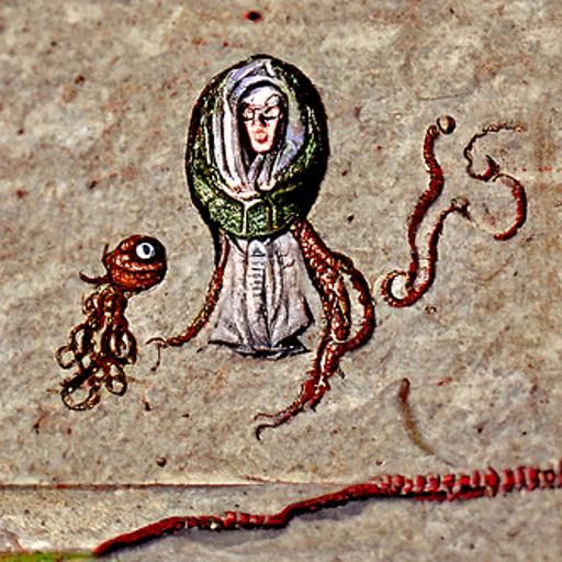 Medieval Scholar with Tentacled Flesh Orb