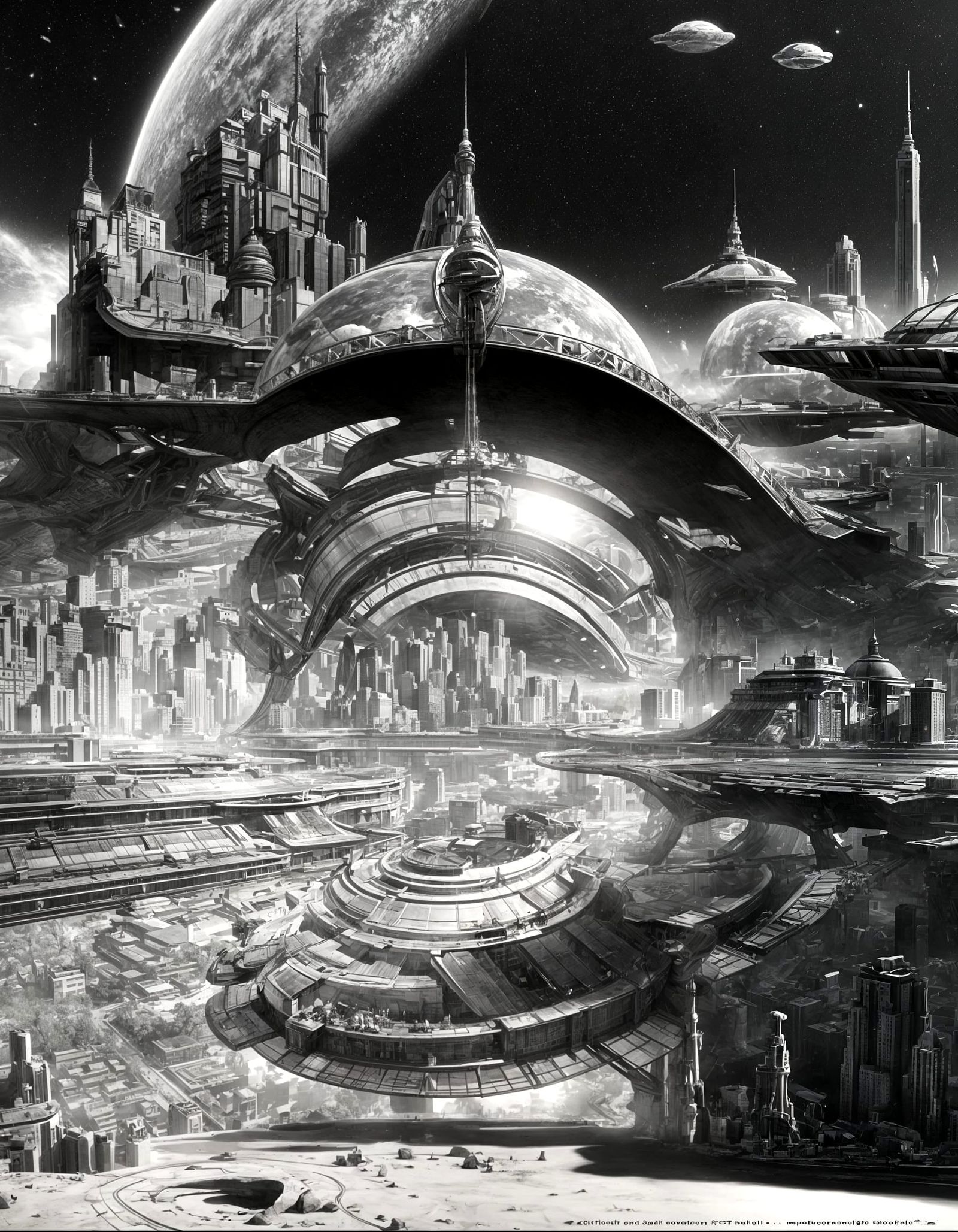 Futuristic City with Bizarre Creatures in 3D