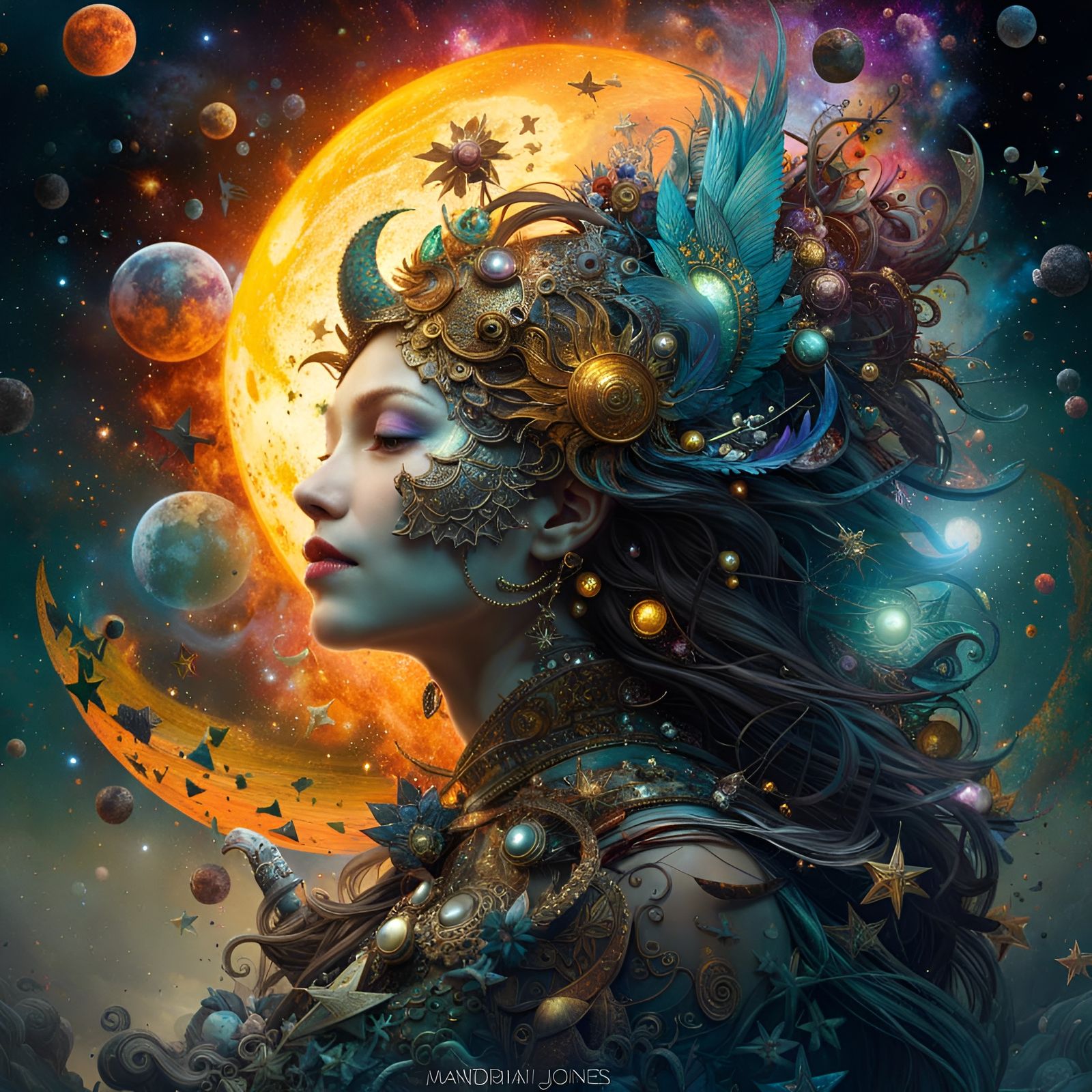 Celestial Fantasy Art: Sun, Moon, and Stars