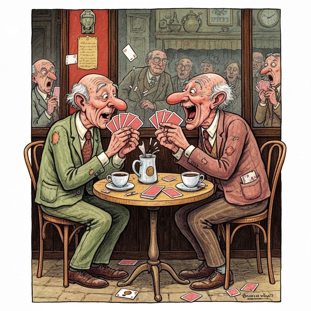 Humorous Card Game in a Cartoon Caricature Style