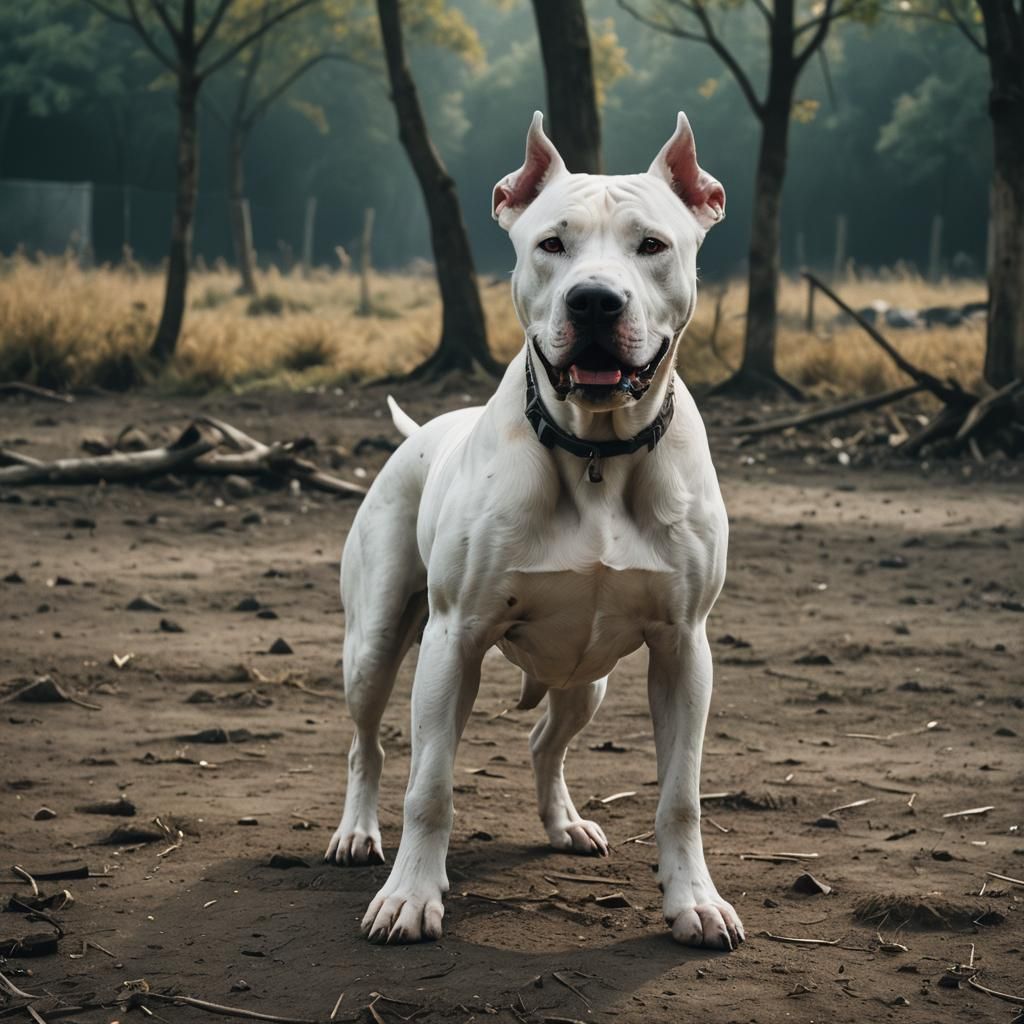 Dramatic Cinematic Portrait of Dogo Argentino