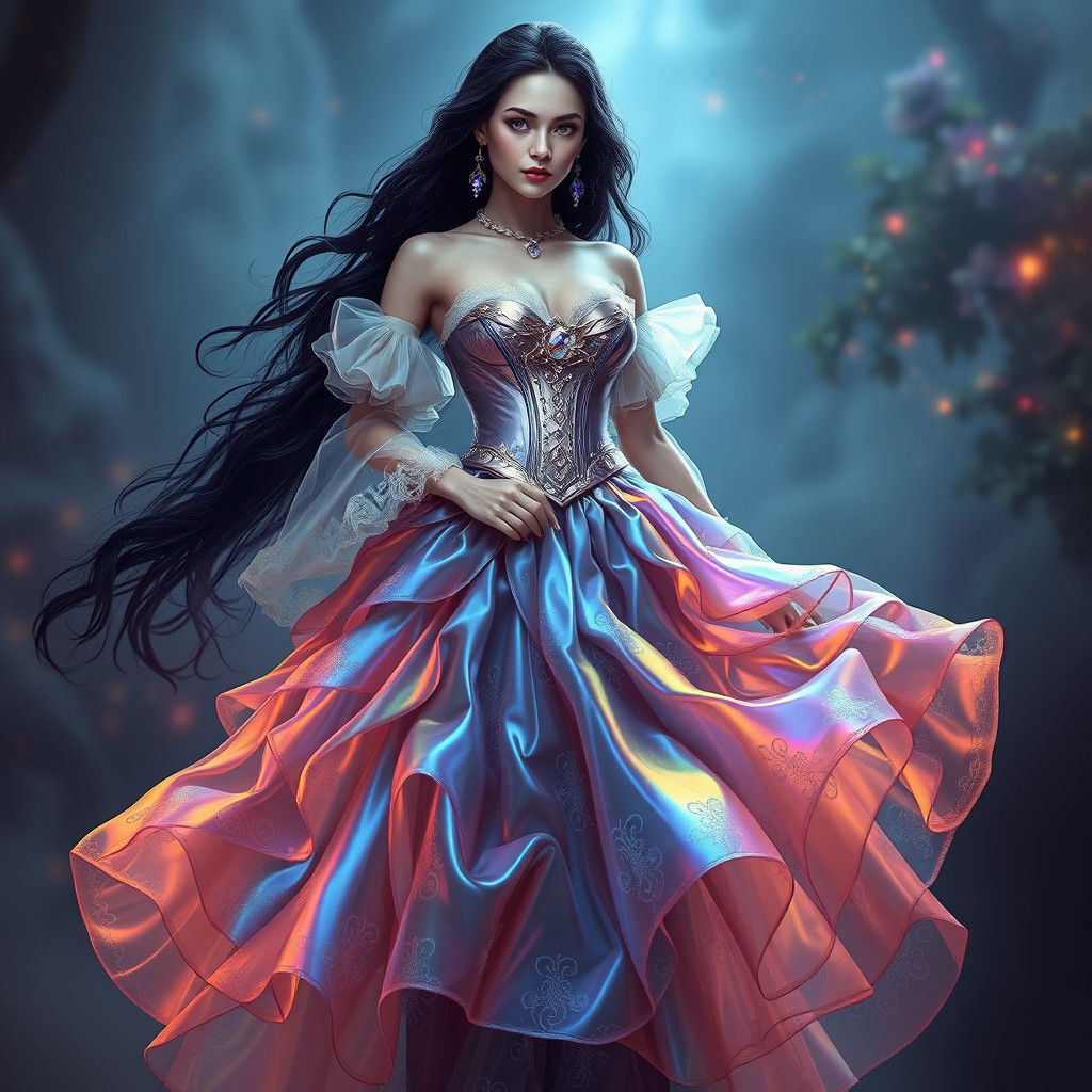 Futuristic 1700s Woman in Dreamlike Setting