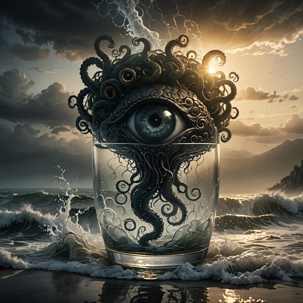 Glass 'A' Brain in Dark Fantasy Illustration