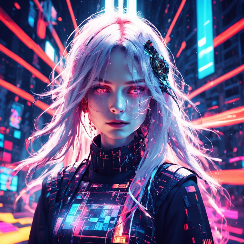 Surrealist Goddess in a Glitchy Realm