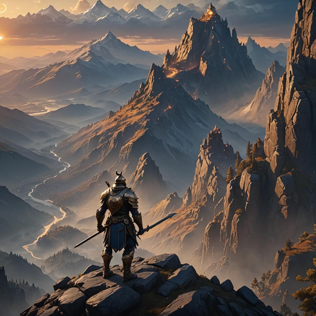 Warrior at Sunset: Fantasy Concept Art in Unreal Engine